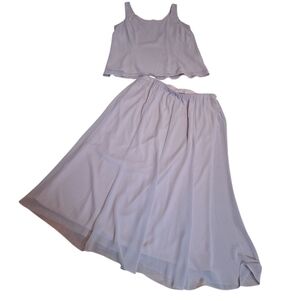Alex Evenings Mauve Lavender Chiffon Top & Skirt Set Ladies XL Fairycore Angel